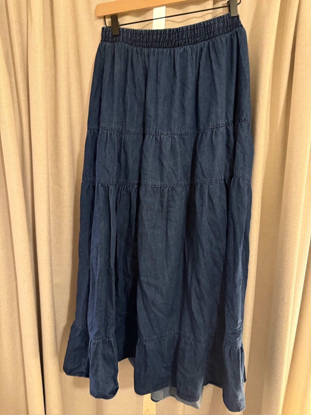 Bohme Blu Pepper Tiered Denim Maxi Skirt L New - Picture 2 of 3